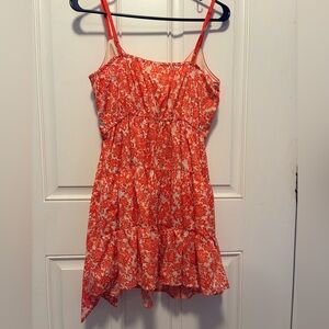 Red and White Smocked Ruffled Sundress